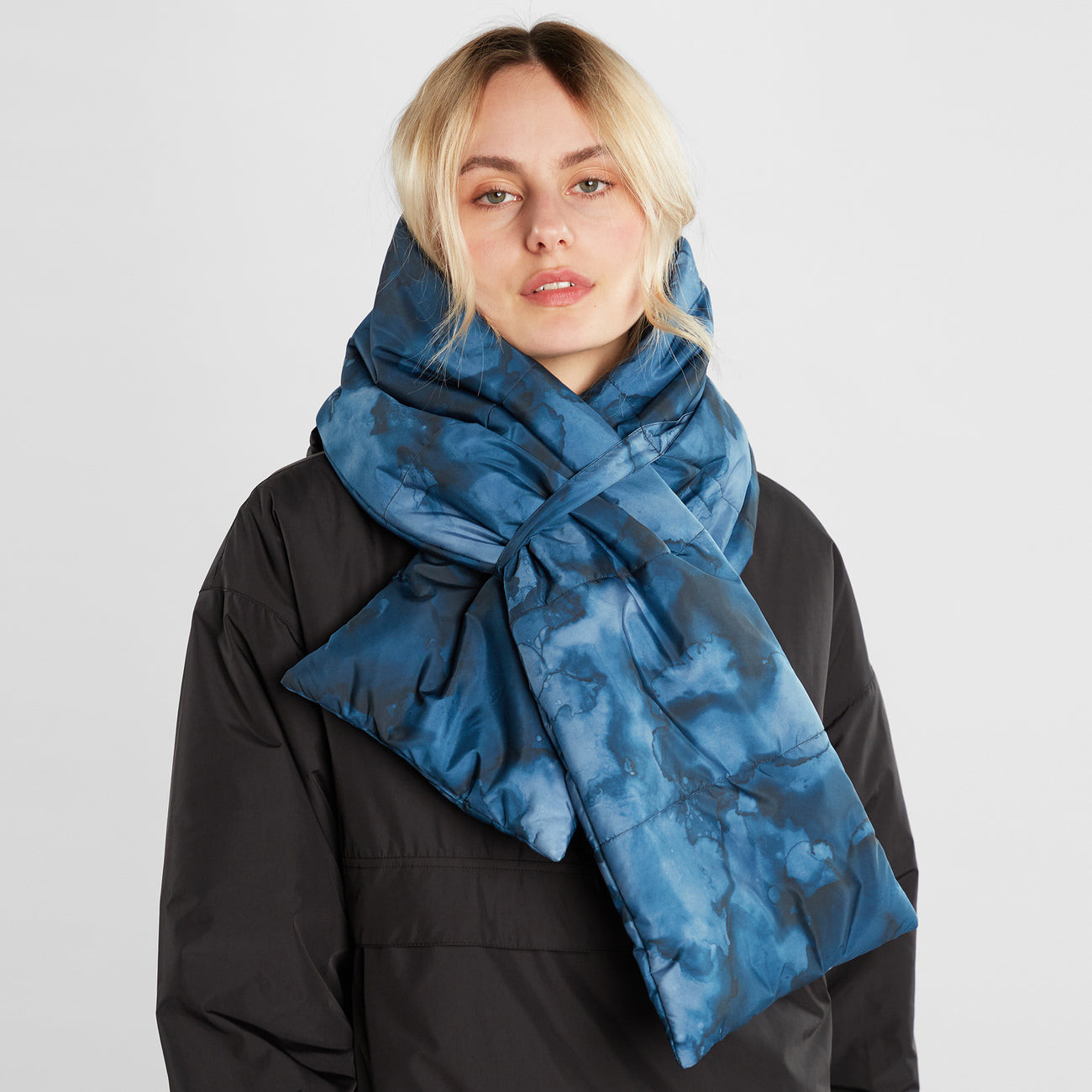 Dedicated Puffer Scarf Pajala Abstract Ink Blue