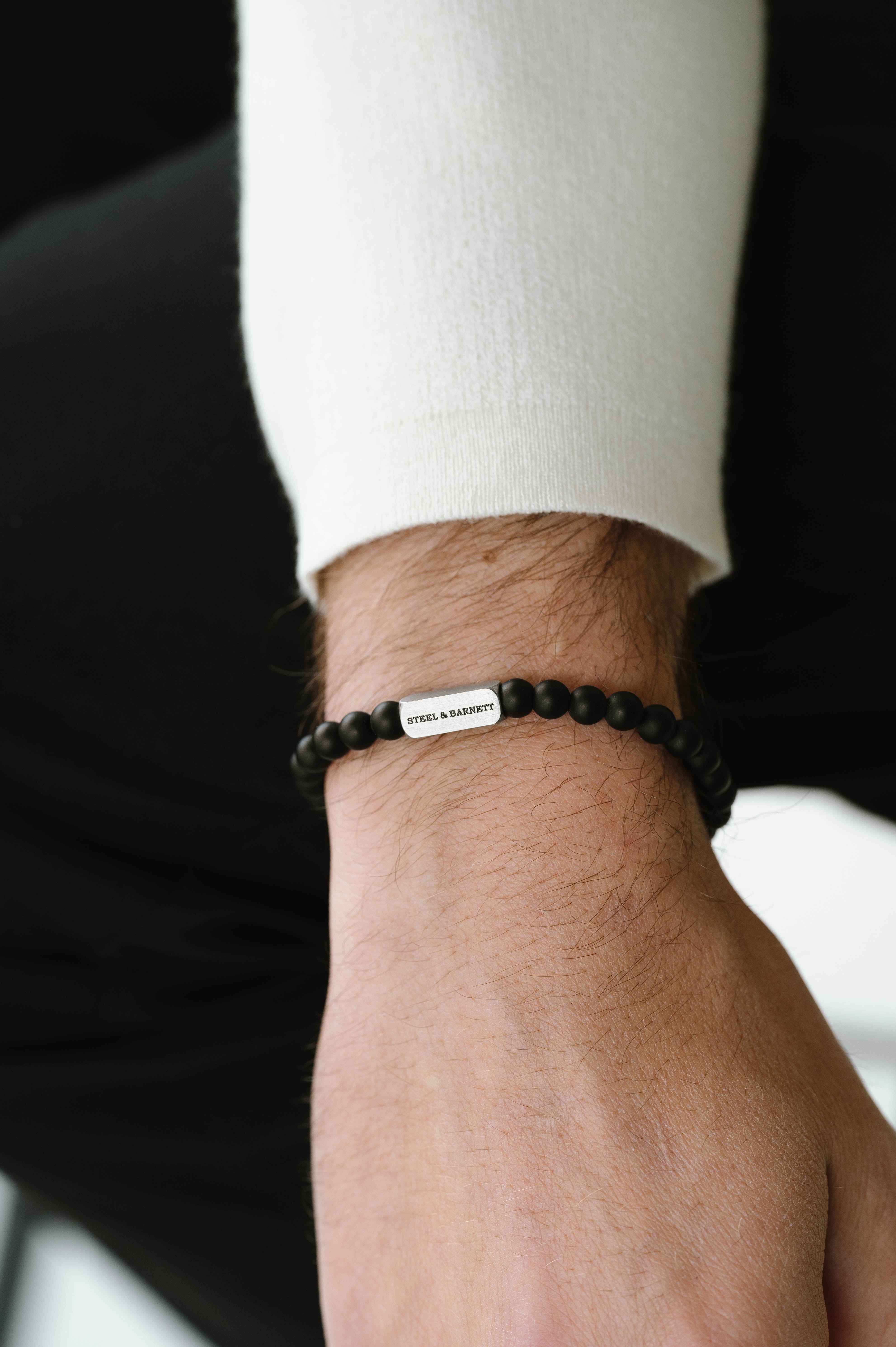 Steel & Barnett Stones Armband Natural Ned Matt Black