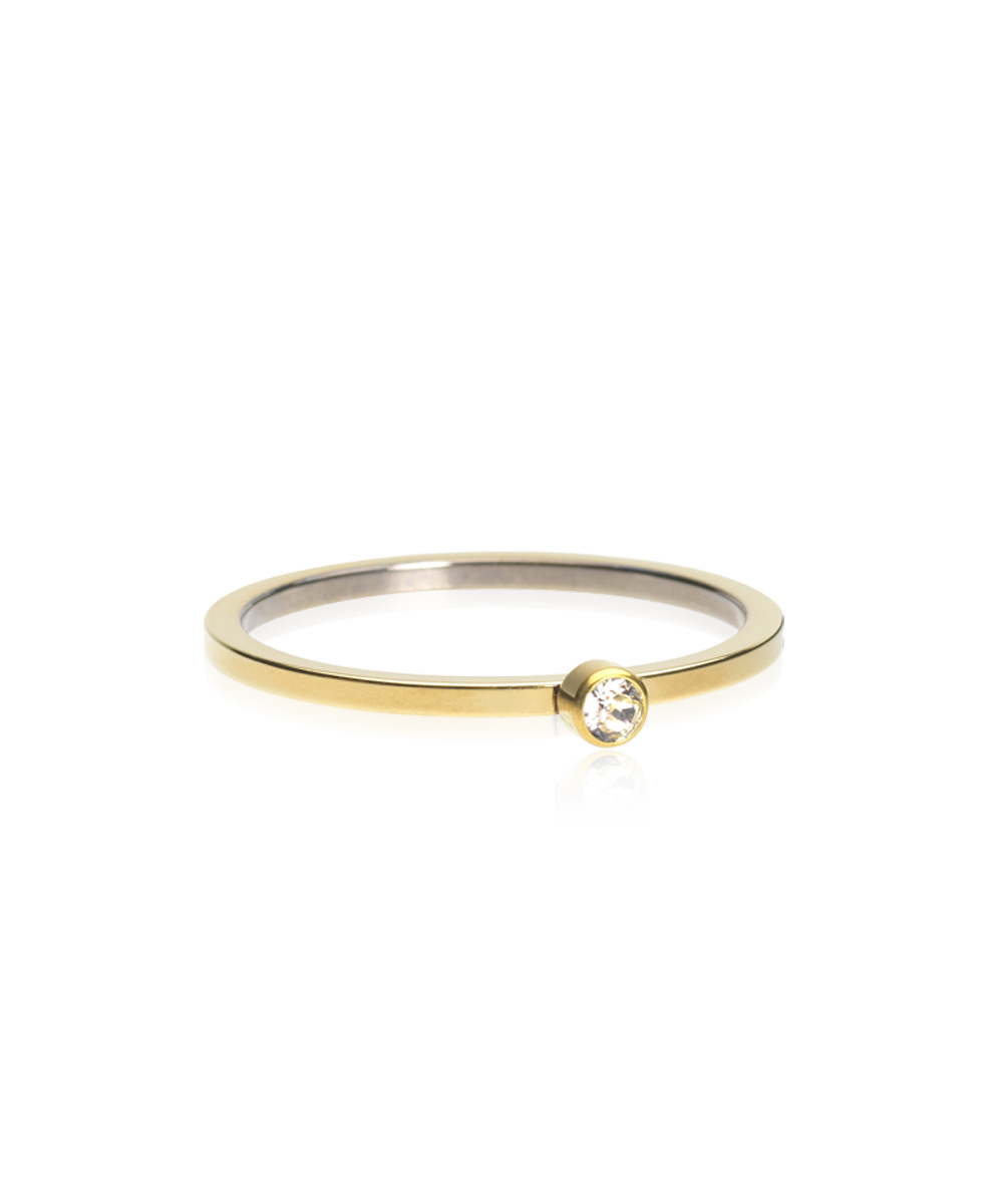 Blomdahl Bezel Tiny Ring Golden Titanium, Crystal