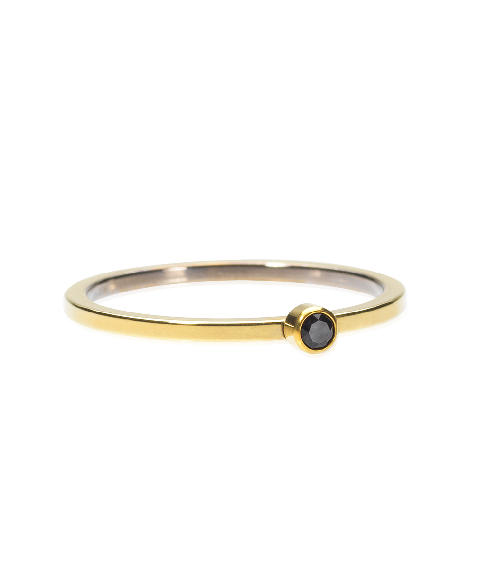 Blomdahl Bezel Tiny Ring Golden Titanium, Black