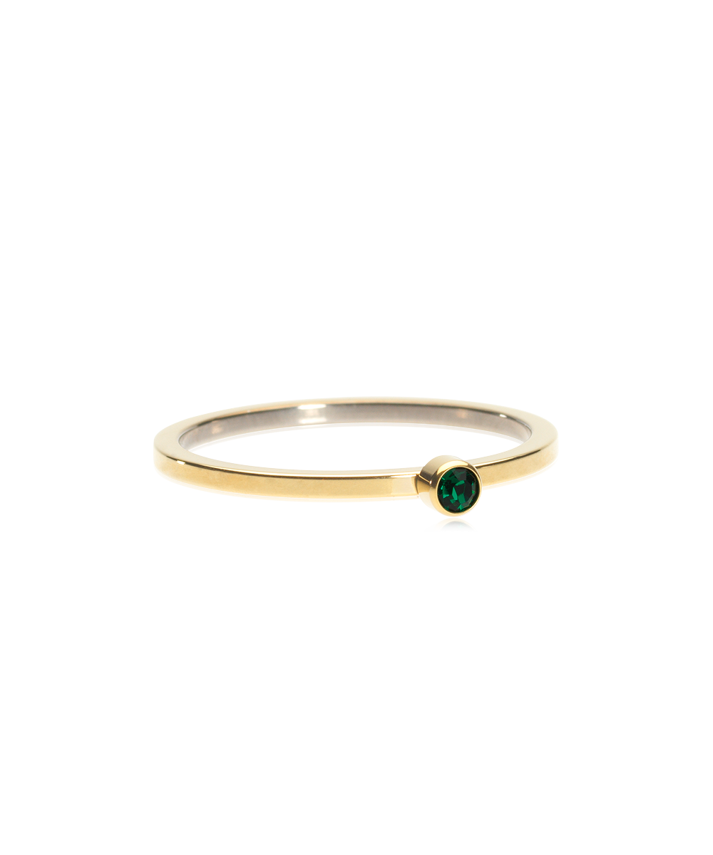 Blomdahl Bezel Tiny Ring Golden Titanium, Emerald